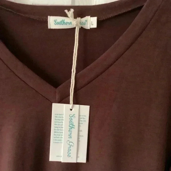 NWT Southern Grace BROWN TOP WITH BURNOUT VELVET SLEEVES Size Large - Picture 5 of 11